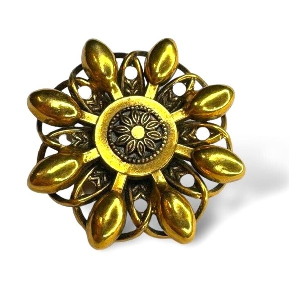 Freirich Gold Tone Flower Starburst Modernist Vintage Brooch - Picture 1 of 6